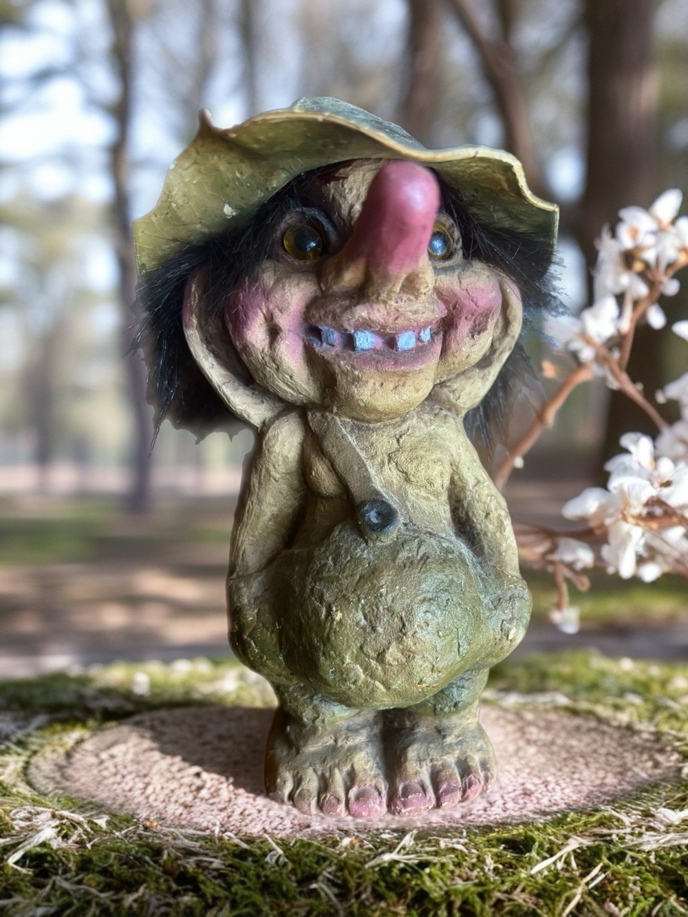Vintage NyForm Troll Figurine With Hat & Satchel • Authentic Norway